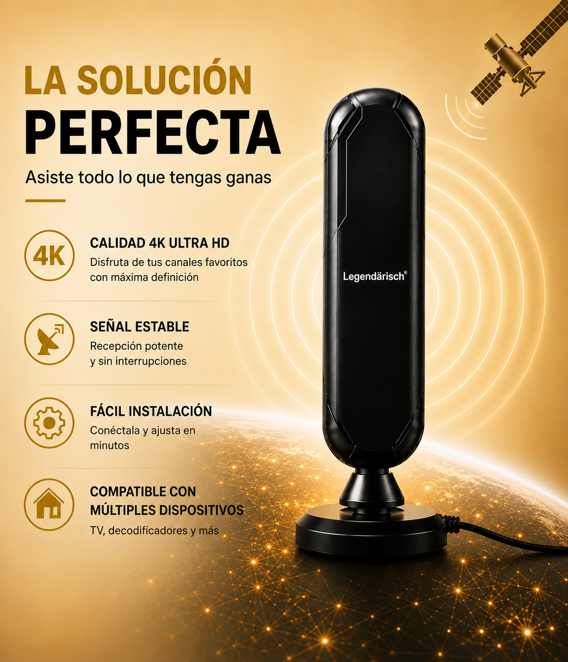 📡 ANTENA SATÉLITE FULL HD 4K Miles de Canales